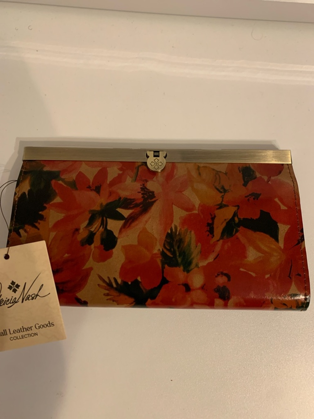 Patricia Nash Red and Orange Floral Leather Wallet